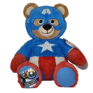 Build A Bear Marvel Avengers Captain America Bear 17" With Shield And Voice Box